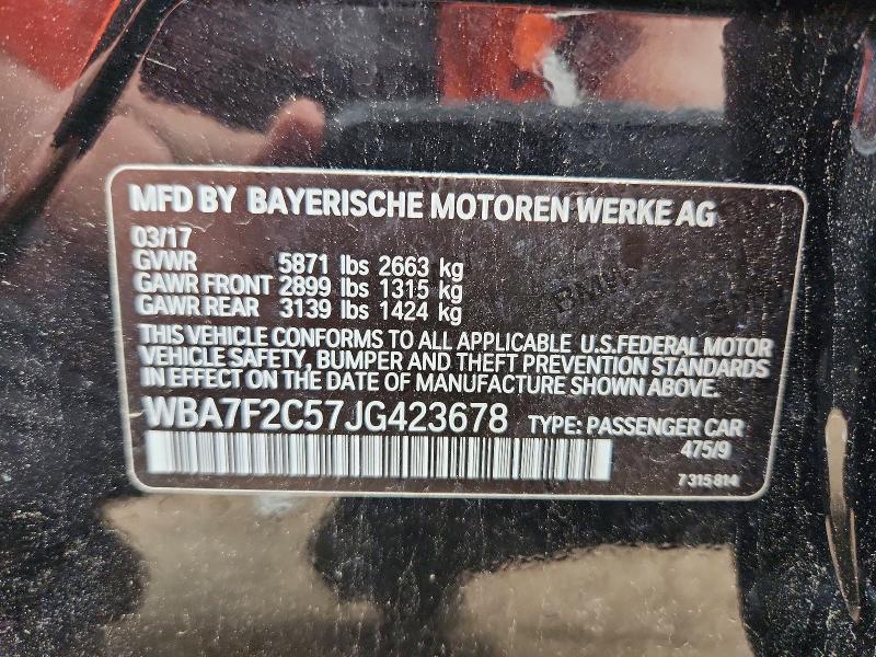58360926 :رقم المزاد ، WBA7F2C57JG423678 vin ، 2018 Bmw 750 مزاد بيع