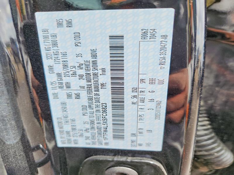 Aukcja sprzedaży 2025 Ford F150, vin: 1FTFW4L5XSFC06823, numer aukcji: 56452886