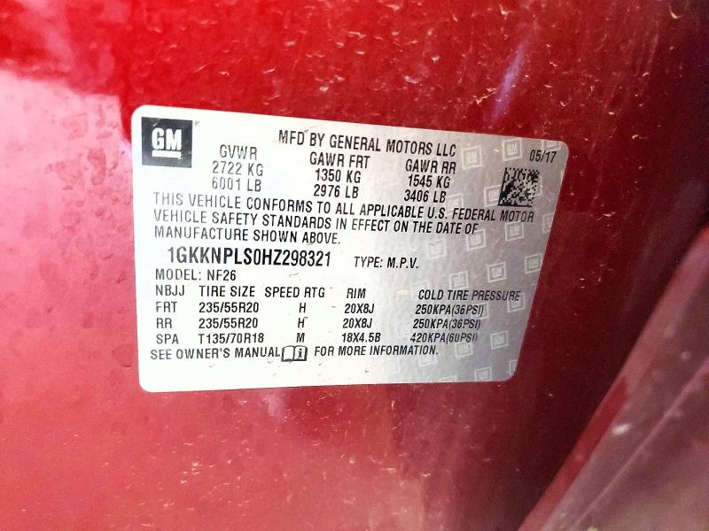 Продажа на аукционе авто 2017 Gmc Acadia, vin: 1GKKNPLS0HZ298321, номер лота: 56799356