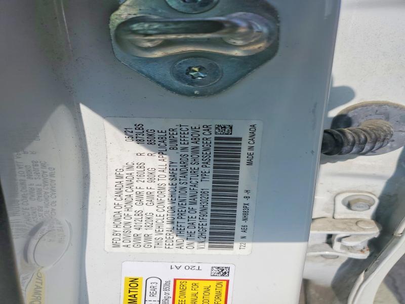 Продаж на аукціоні авто 2022 Honda Civic, vin: 2HGFE1F90NH302061, номер лоту: 57023376