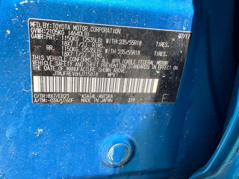 57616866 :رقم المزاد ، JTMJFREV6HJ715818 vin ، 2017 Toyota Rav4 مزاد بيع