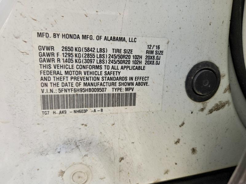 2017 Honda Pilot მანქანა იყიდება აუქციონზე, vin: 5FNYF6H95HB009507, აუქციონის ნომერი: 55465806