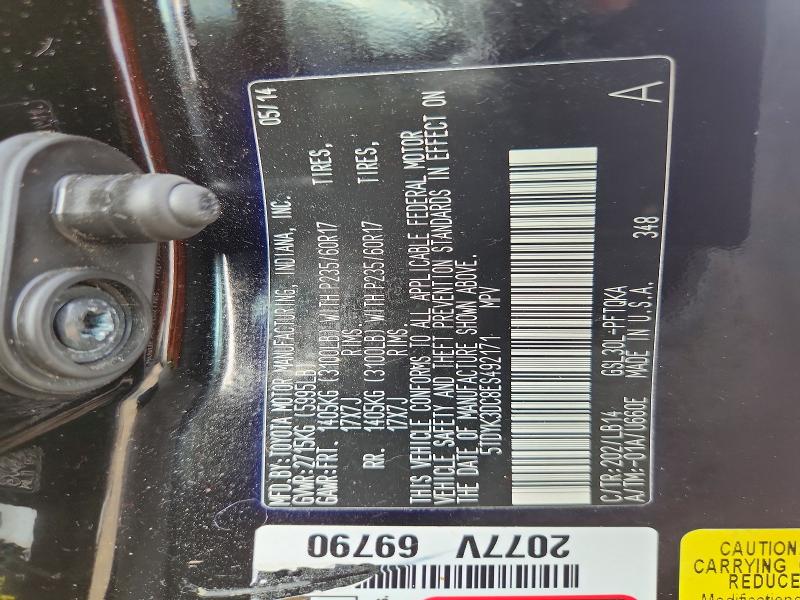 Aukcja sprzedaży 2014 Toyota Sienna, vin: 5TDYK3DC8ES492171, numer aukcji: 58912686