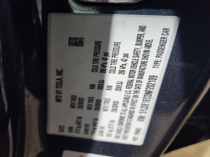 57930666 :رقم المزاد ، 5YJ3E1EC0NF202109 vin ، 2022 Tesla Model 3 مزاد بيع