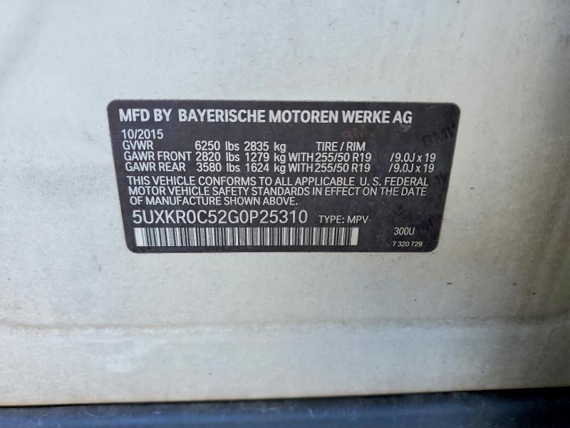 Aukcja sprzedaży 2016 Bmw X5, vin: 5UXKR0C52G0P25310, numer aukcji: 57500496