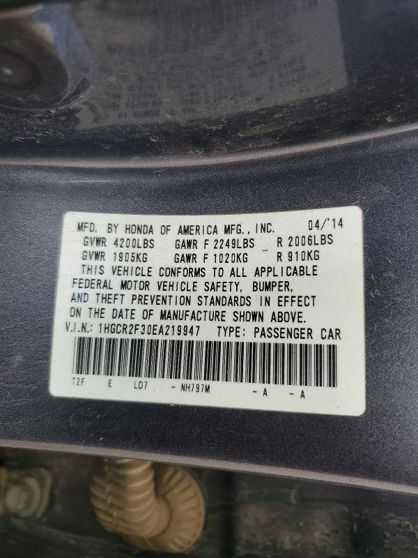 Aukcja sprzedaży 2014 Honda Accord, vin: 1HGCR2F30EA219947, numer aukcji: 58491616