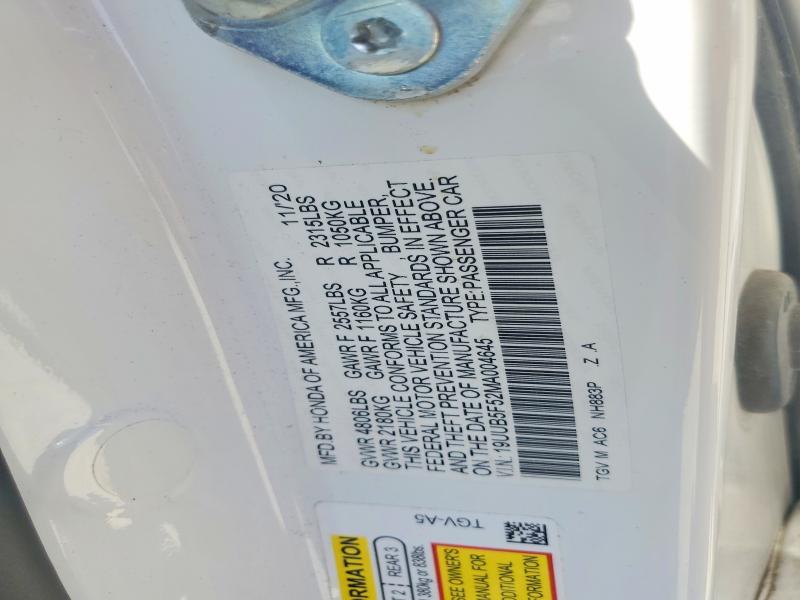 57258236 :رقم المزاد ، 19UUB5F52MA004645 vin ، 2021 Acura Tlx مزاد بيع