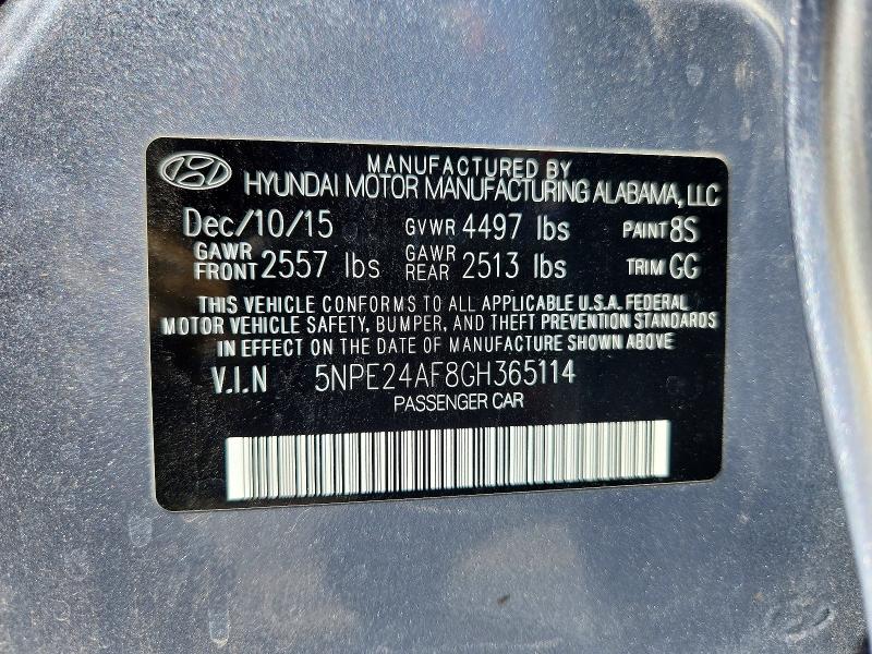 Продаж на аукціоні авто 2016 Hyundai Sonata, vin: 5NPE24AF8GH365114, номер лоту: 57001256