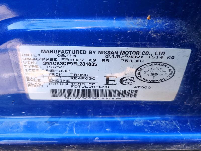 Продажа на аукционе авто 2015 Nissan Micra, vin: 3N1CK3CP9FL231835, номер лота: 52568616