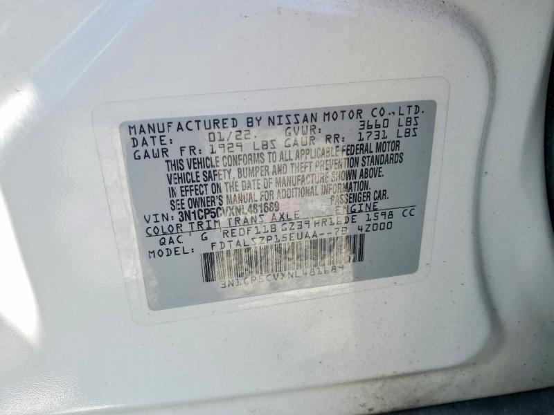 55979316 :رقم المزاد ، 3N1CP5CVXNL481689 vin ، 2022 Nissan Kicks مزاد بيع