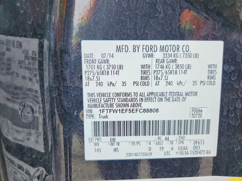 Aukcja sprzedaży 2014 Ford F150, vin: 1FTFW1EF5EFC88808, numer aukcji: 58176626