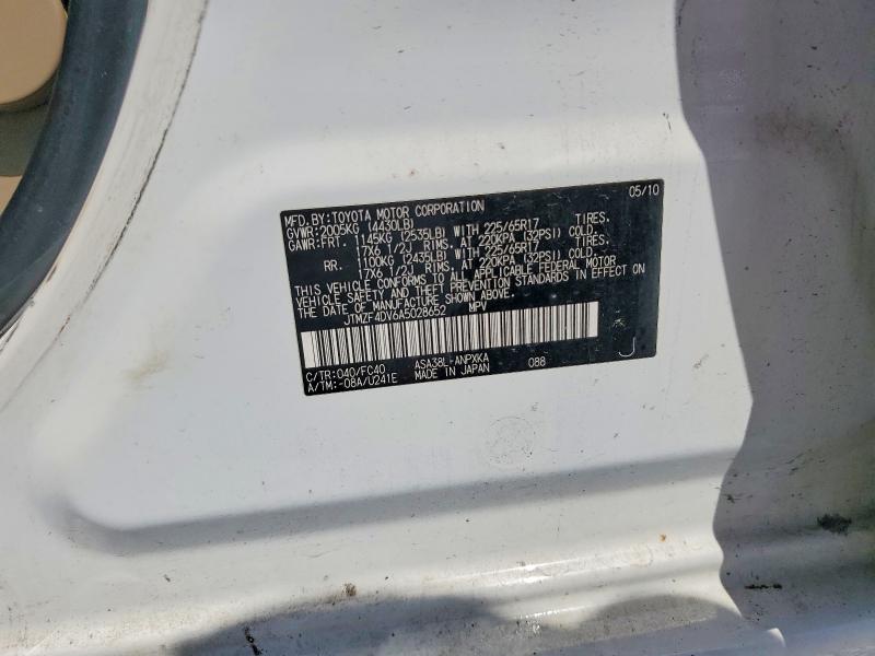 Aukcja sprzedaży 2010 Toyota Rav4, vin: JTMZF4DV6A5028652, numer aukcji: 55939916