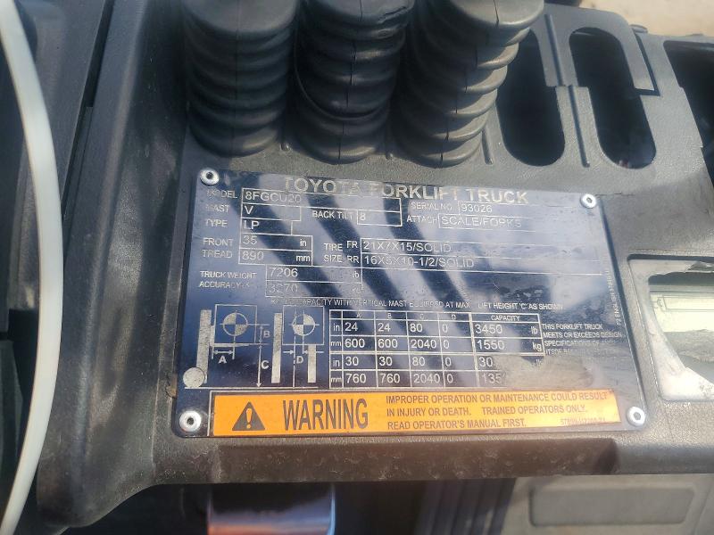 57233836 :رقم المزاد ، 93026 vin ، 2018 Toyota Forklift مزاد بيع