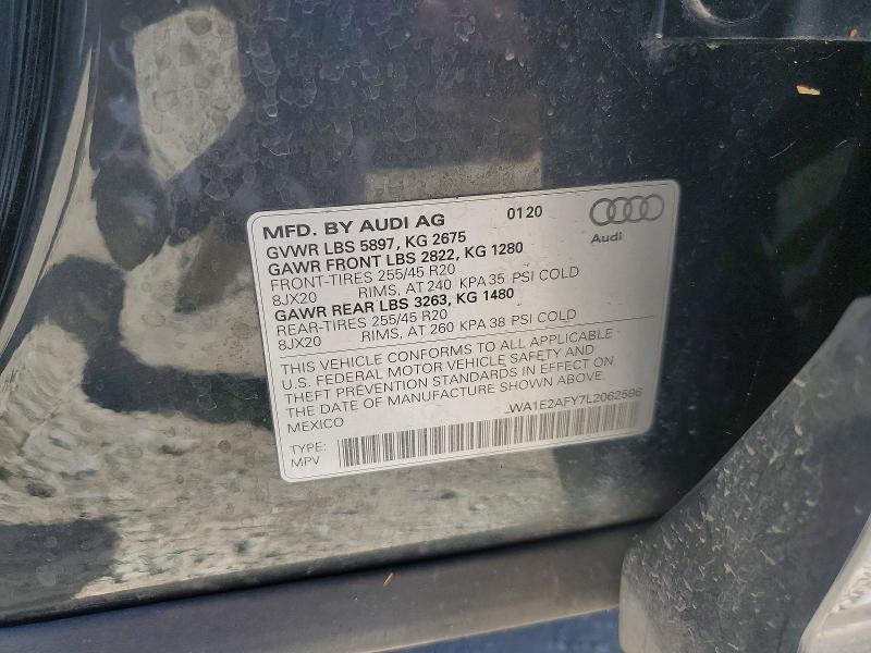 57059016 :رقم المزاد ، WA1E2AFY7L2062596 vin ، 2020 Audi Q5 E مزاد بيع