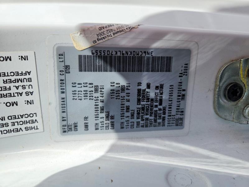 56235676 :رقم المزاد ، 3N6CM0KN9LK705559 vin ، 2020 Nissan Nv200 مزاد بيع