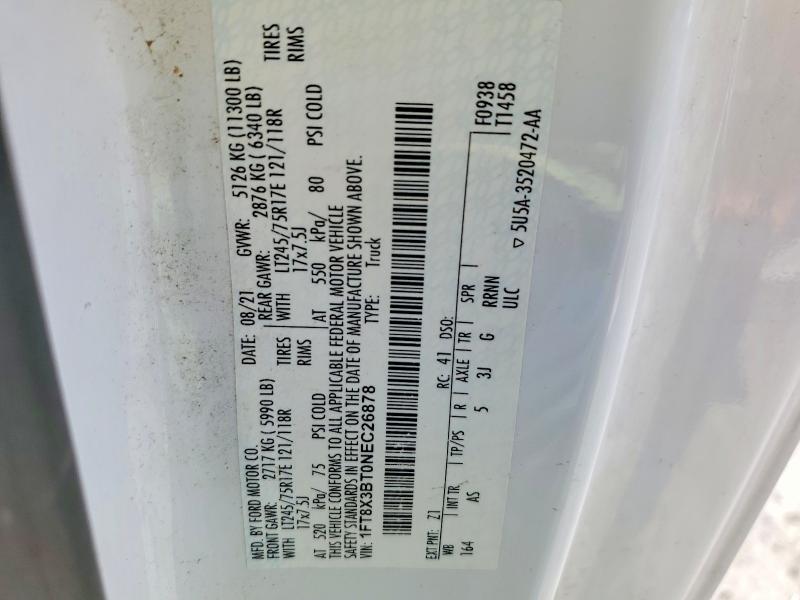 57080806 :رقم المزاد ، 1FT8X3BT0NEC26878 vin ، 2022 Ford F350 مزاد بيع