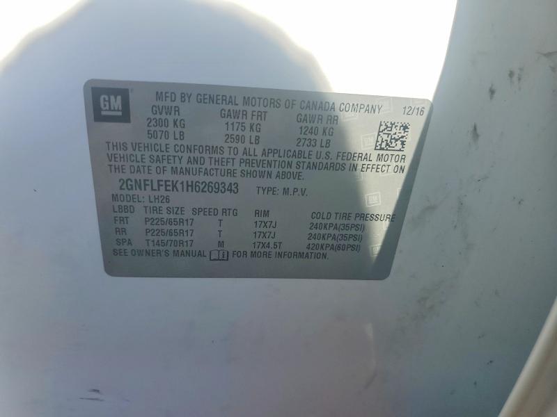 2017 Chevrolet Equinox მანქანა იყიდება აუქციონზე, vin: 2GNFLFEK1H6269343, აუქციონის ნომერი: 55597896