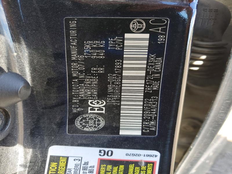 56833656 :رقم المزاد ، 2T1BURHE8GC717893 vin ، 2016 Toyota Corolla مزاد بيع