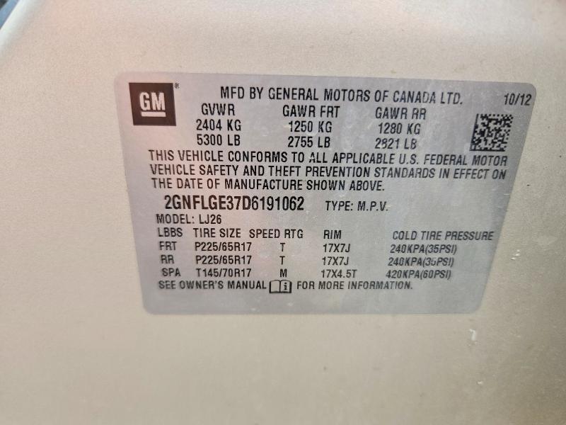Aukcja sprzedaży 2013 Chevrolet Equinox, vin: 2GNFLGE37D6191062, numer aukcji: 56777526