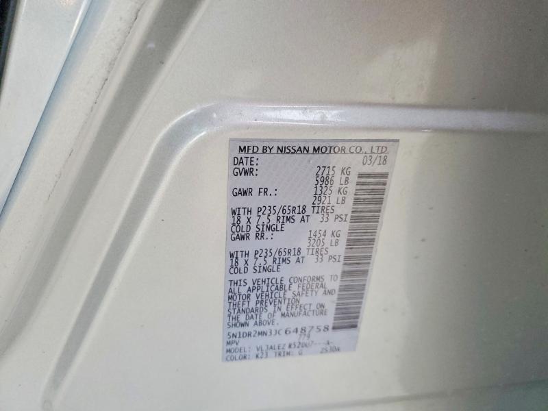 Aukcja sprzedaży 2018 Nissan Pathfinder, vin: 5N1DR2MN3JC648758, numer aukcji: 55923966