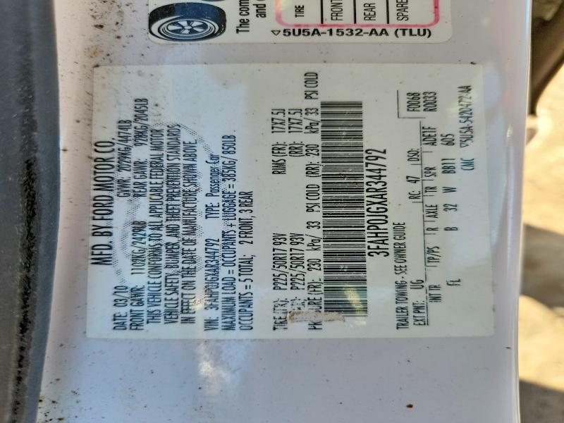Aukcja sprzedaży 2010 Ford Fusion, vin: 3FAHP0JGXAR344792, numer aukcji: 55783886