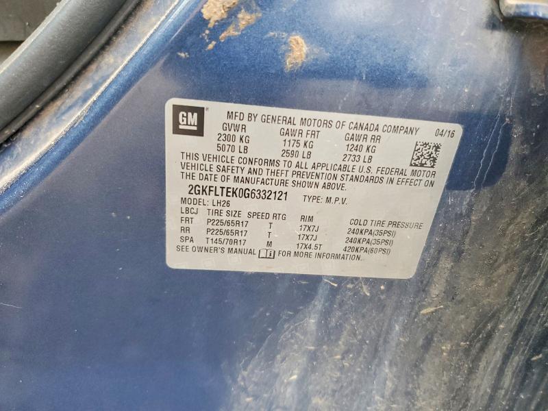 2016 Gmc Terrain მანქანა იყიდება აუქციონზე, vin: 2GKFLTEK0G6332121, აუქციონის ნომერი: 56601596