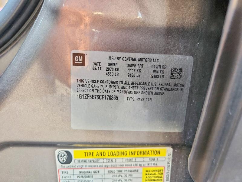 2012 Chevrolet Malibu მანქანა იყიდება აუქციონზე, vin: 1G1ZF5E76CF170365, აუქციონის ნომერი: 55854416
