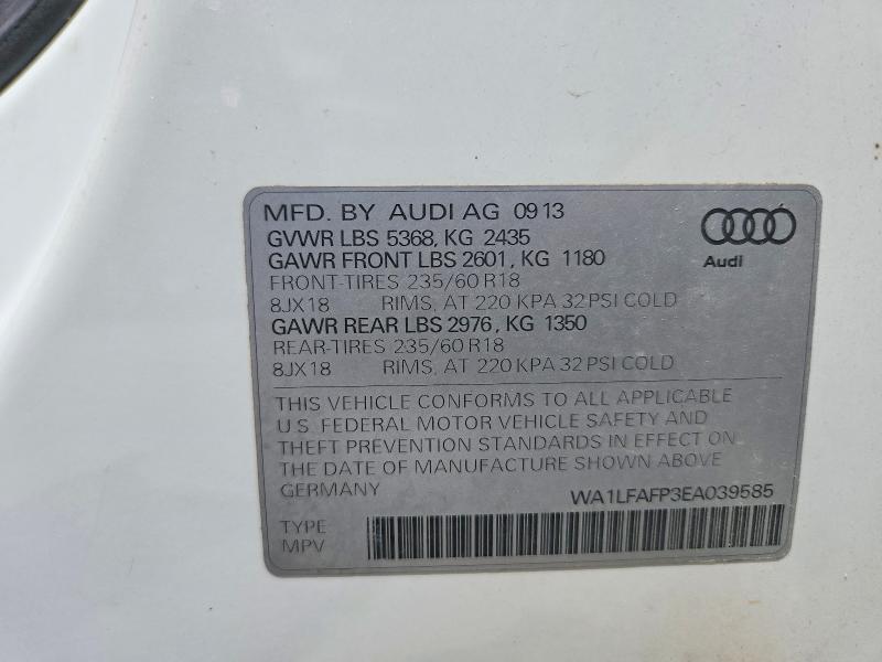Продажа на аукционе авто 2014 Audi Q5, vin: WA1LFAFP3EA039585, номер лота: 57697146