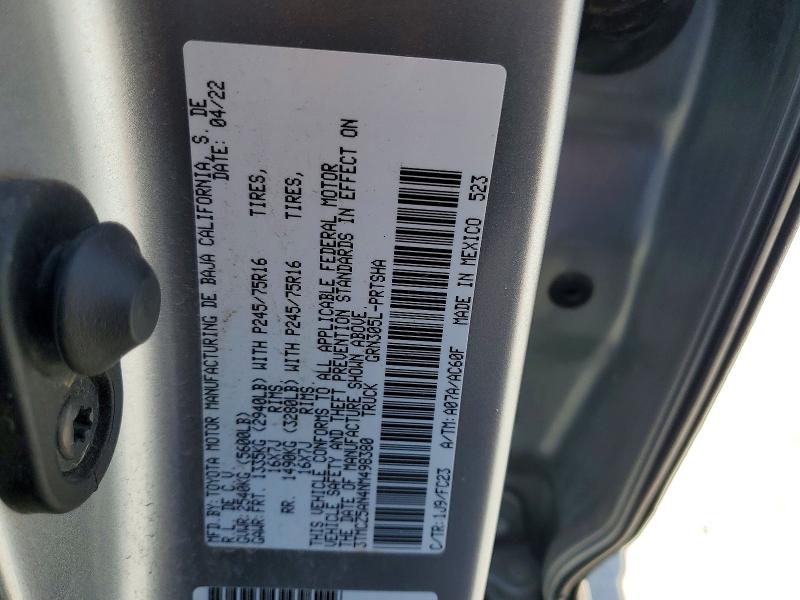58891166 :رقم المزاد ، 3TMCZ5AN4NM498380 vin ، 2022 Toyota Tacoma مزاد بيع