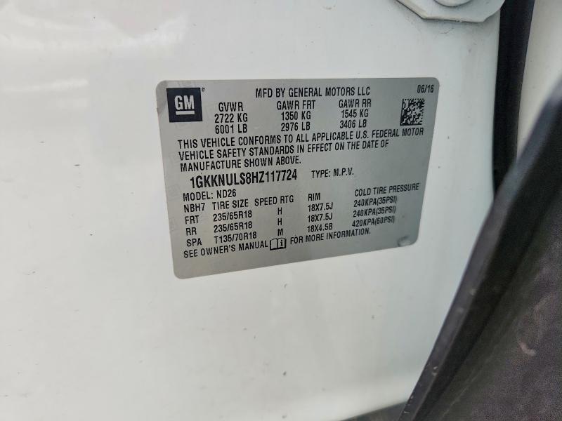 56470246 :رقم المزاد ، 1GKKNULS8HZ117724 vin ، 2017 Gmc Acadia مزاد بيع