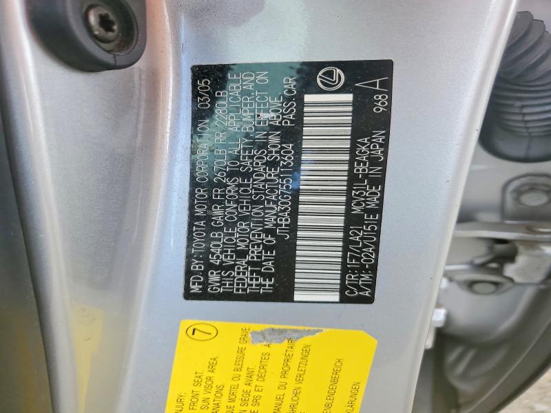 Продаж на аукціоні авто 2005 Lexus Es, vin: JTHBA30G755113604, номер лоту: 85459115