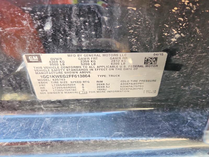 Aukcja sprzedaży 2015 Chevrolet Silverado, vin: 1GC1KWEG2FF613864, numer aukcji: 58107396