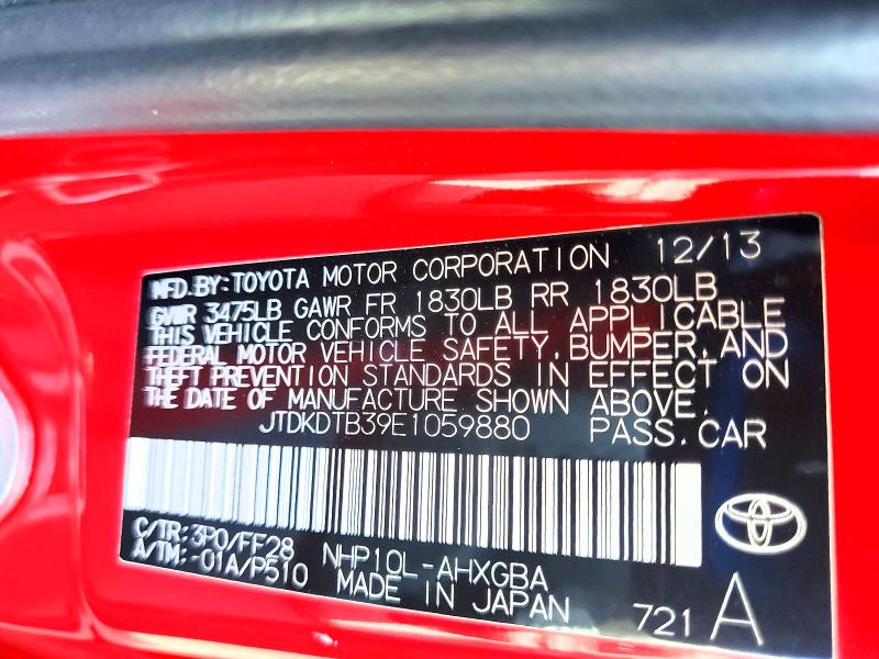 55427306 :رقم المزاد ، JTDKDTB39E1059880 vin ، 2014 Toyota Prius C مزاد بيع