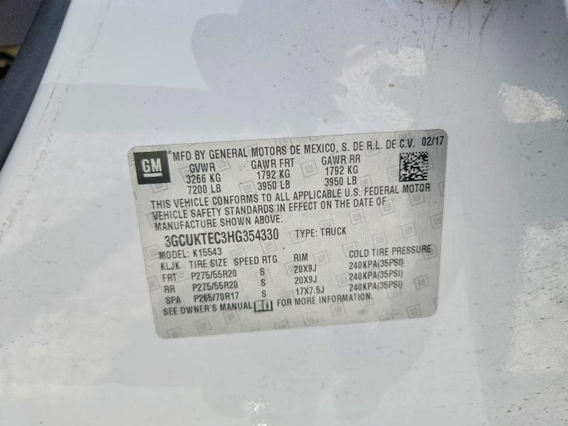 Aukcja sprzedaży 2017 Chevrolet Silverado, vin: 3GCUKTEC3HG354330, numer aukcji: 56251416