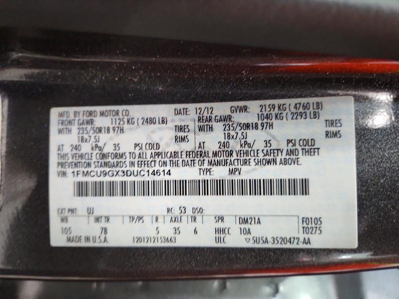 Продажа на аукционе авто 2013 Ford Escape, vin: 1FMCU9GX3DUC14614, номер лота: 58803066