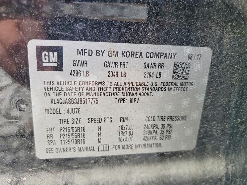 Aukcja sprzedaży 2018 Buick Encore, vin: KL4CJASB3JB517775, numer aukcji: 57042426