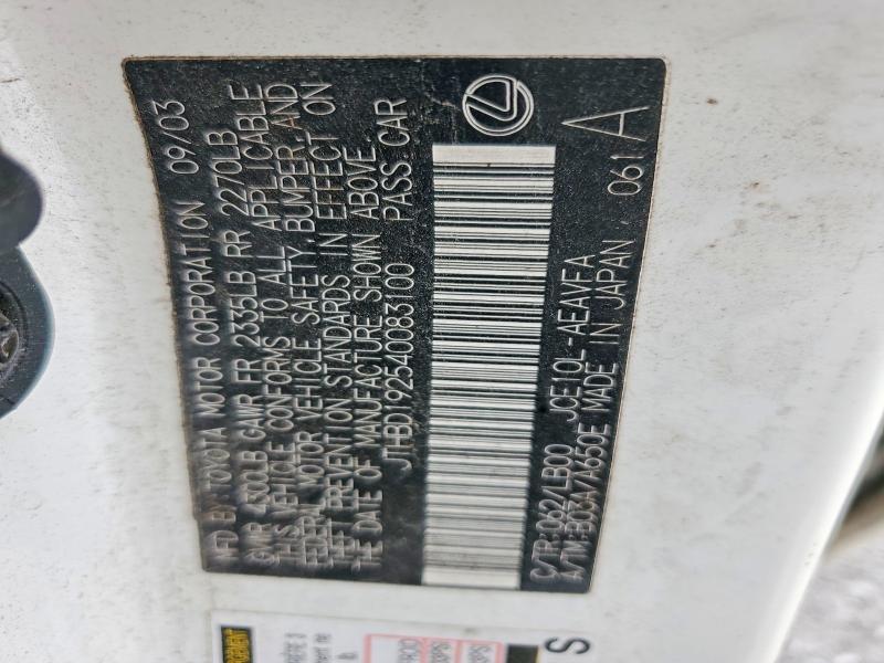 Aukcja sprzedaży 2004 Lexus Is, vin: JTHBD192540083100, numer aukcji: 56636646