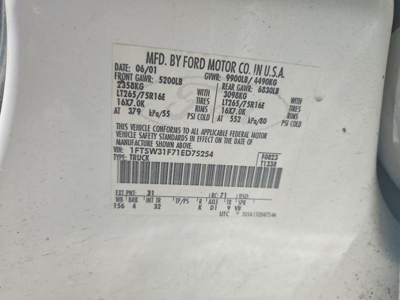 Aukcja sprzedaży 2001 Ford F350, vin: 1FTSW31F71ED75254, numer aukcji: 55054596
