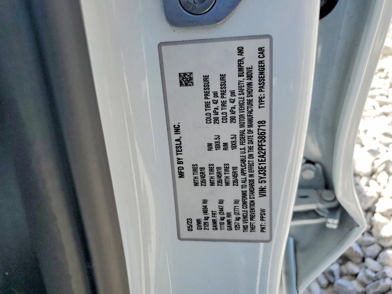 Продаж на аукціоні авто 2023 Tesla Model 3, vin: 5YJ3E1EA2PF586718, номер лоту: 57593816