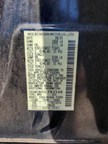 Aukcja sprzedaży 2005 Nissan Pathfinder, vin: 5N1AR18U35C783548, numer aukcji: 56399926