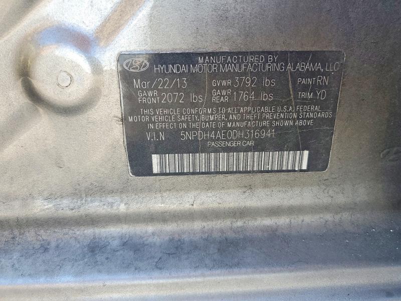 Продажа на аукционе авто 2013 Hyundai Elantra, vin: 5NPDH4AE0DH316941, номер лота: 56260596
