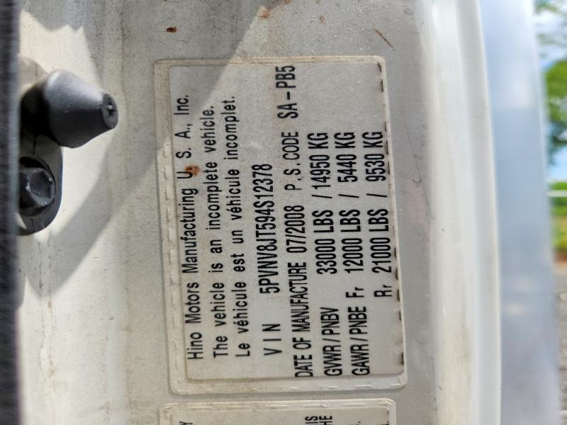 2009 Hino Hino 338 მანქანა იყიდება აუქციონზე, vin: 5PVNV8JT594S12378, აუქციონის ნომერი: 56864796