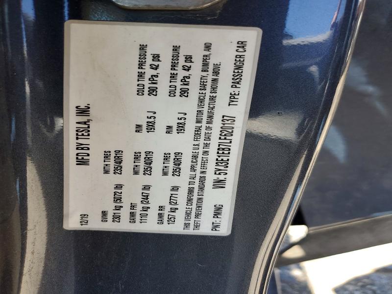 2020 Tesla Model 3 მანქანა იყიდება აუქციონზე, vin: 5YJ3E1EB7LF620137, აუქციონის ნომერი: 58249446