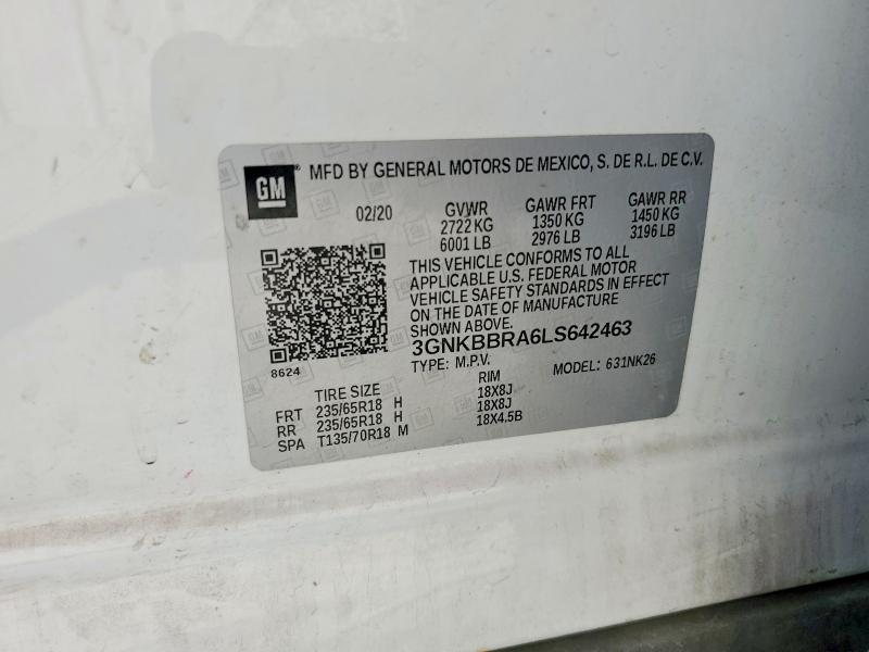 Aukcja sprzedaży 2020 Chevrolet Blazer, vin: 3GNKBBRA6LS642463, numer aukcji: 56306406