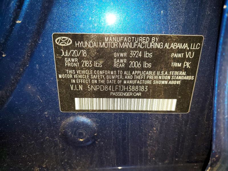 56067716 :رقم المزاد ، 5NPD84LF1JH388183 vin ، 2018 Hyundai Elantra مزاد بيع