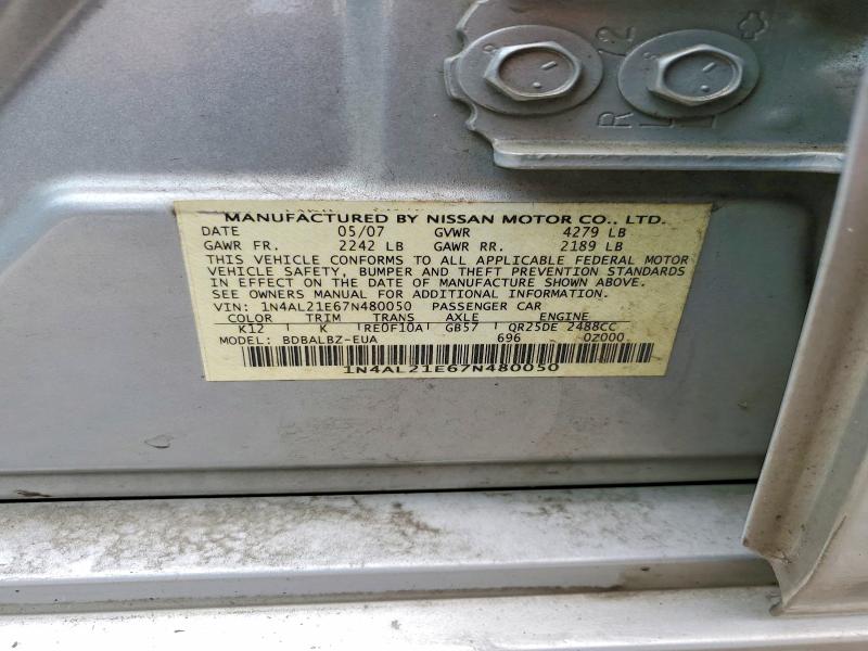 Продажа на аукционе авто 2007 Nissan Altima, vin: 1N4AL21E67N480050, номер лота: 55787876