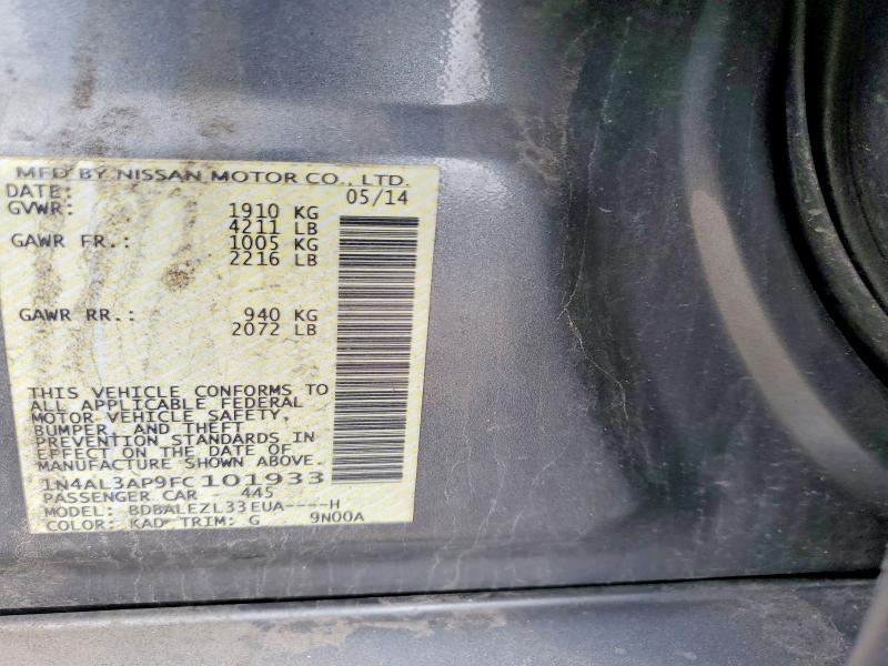 Продаж на аукціоні авто 2015 Nissan Altima, vin: 1N4AL3AP9FC101933, номер лоту: 58579466