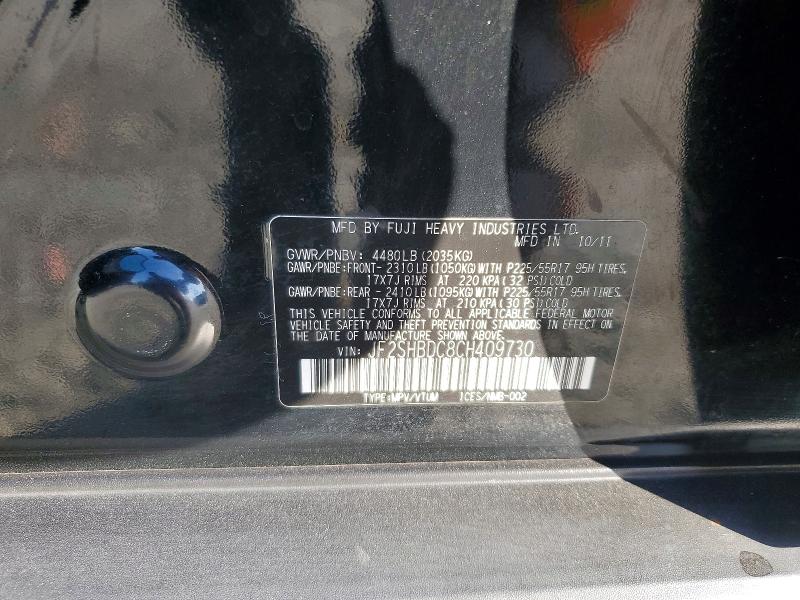 Продажа на аукционе авто 2012 Subaru Forester, vin: JF2SHBDC8CH409730, номер лота: 54844386