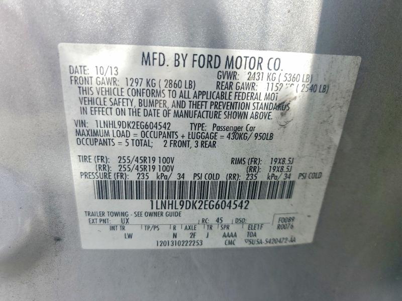 Aukcja sprzedaży 2014 Lincoln Mks, vin: 1LNHL9DK2EG604542, numer aukcji: 57185116