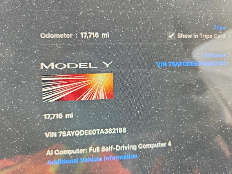2026 Tesla Model Y მანქანა იყიდება აუქციონზე, vin: 7SAYGDEE0TA382188, აუქციონის ნომერი: 56227686